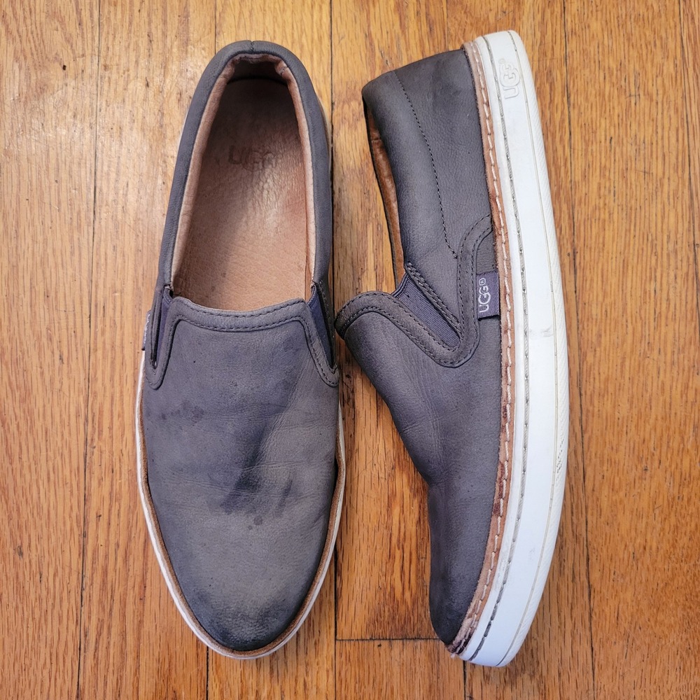 UGG 7 Grey Suede Leather Slip On Sneakers 1096477 Casual‎ Shoes Preppy